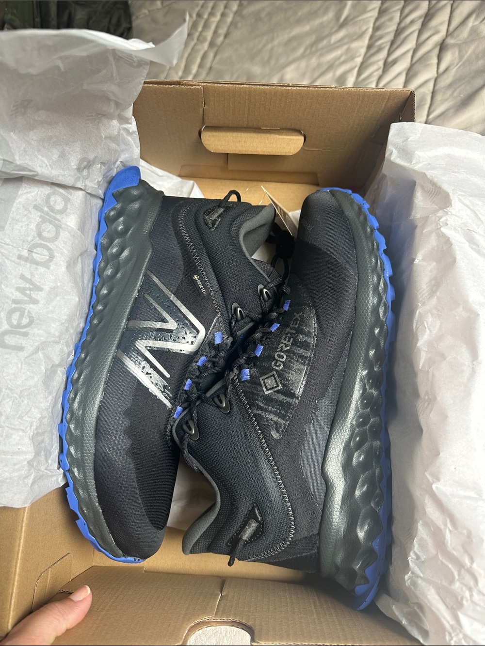 New Balance Black and Blue Men's Gore-Tex Trail Running Shoes